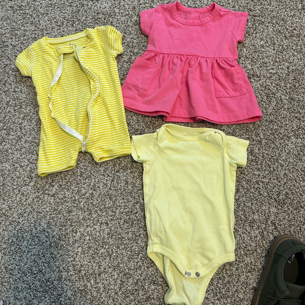 Primary Yellow Striped Baby Onesie